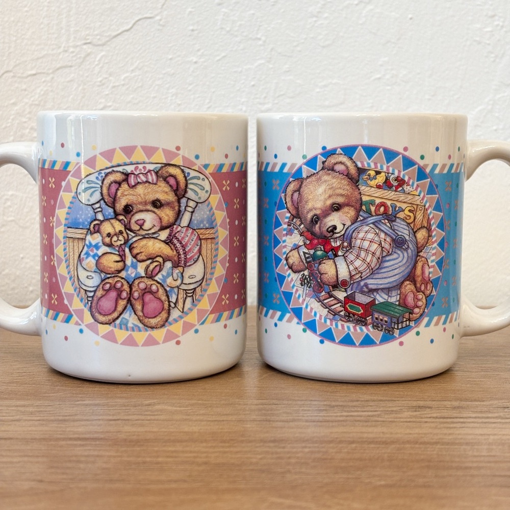 Vintage Papa Bear Mama Bear Coffee Mugs Teddy Bear Mug Set by Darlington Farms